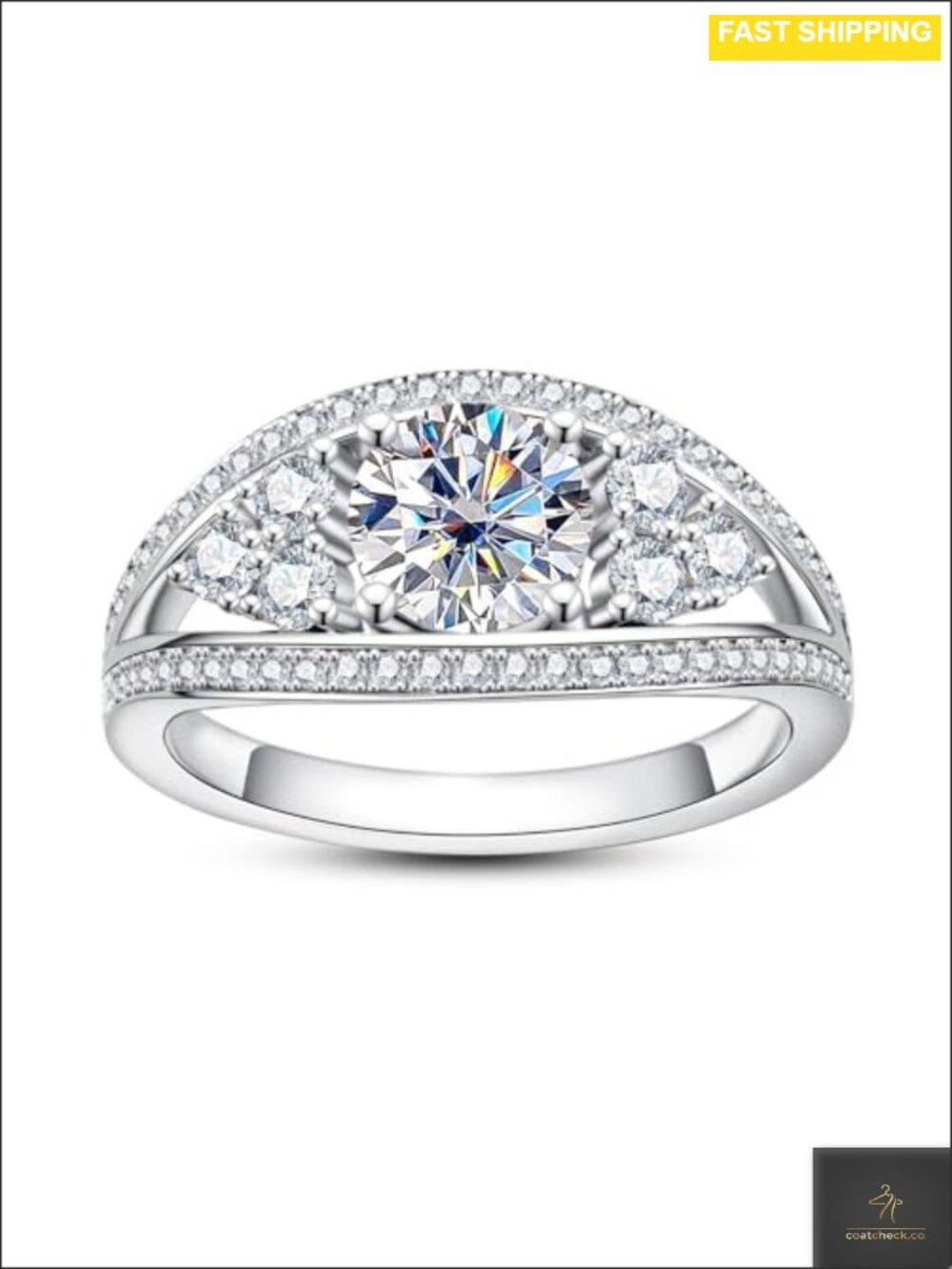 Moissanite Engagement Ring 925 Sterling Silver Bezel Halo Promise Wedding